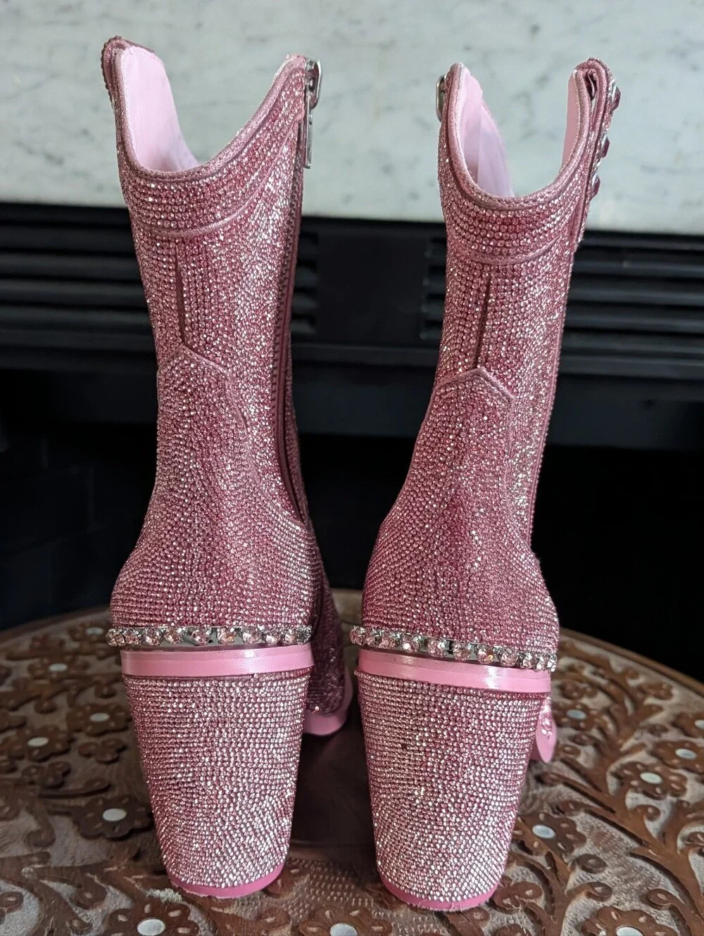 Club Exx Dolls Kill Pink Rhinestone Glitter Western Cowboy Boots Pointed Toe 11M